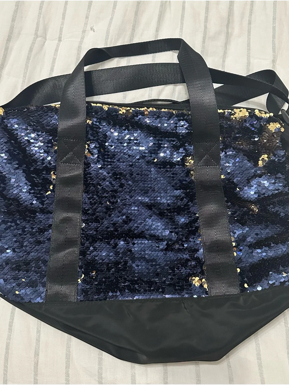 Justice Navy Blue & Gold Sequin Soccer Duffle